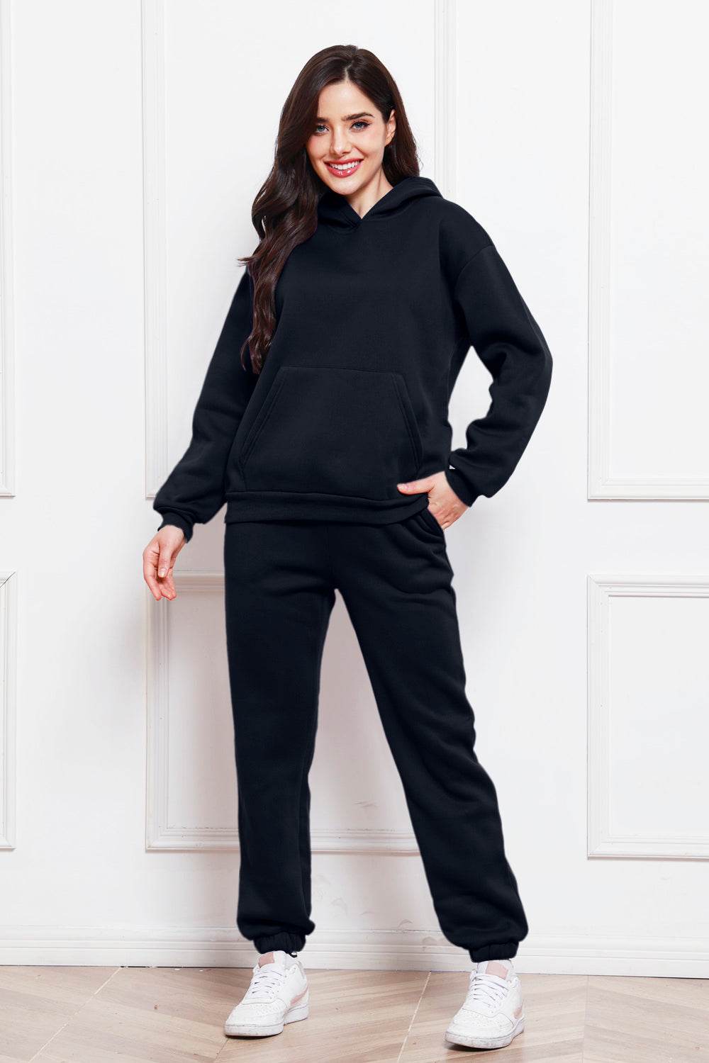 Drop Shoulder Long Sleeve Hoodie and Pants Set - DaTrendStore.Com