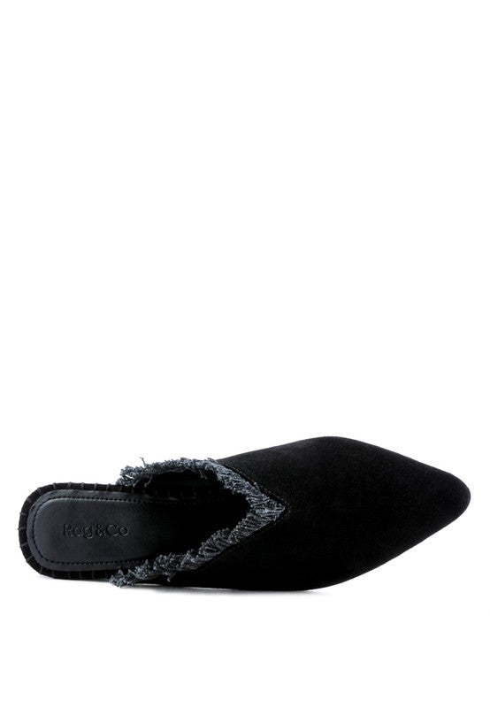 MOLLY  FRAYED LEATHER MULES