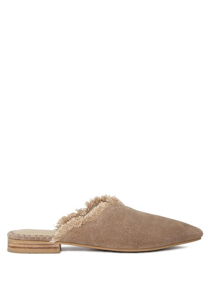 MOLLY  FRAYED LEATHER MULES