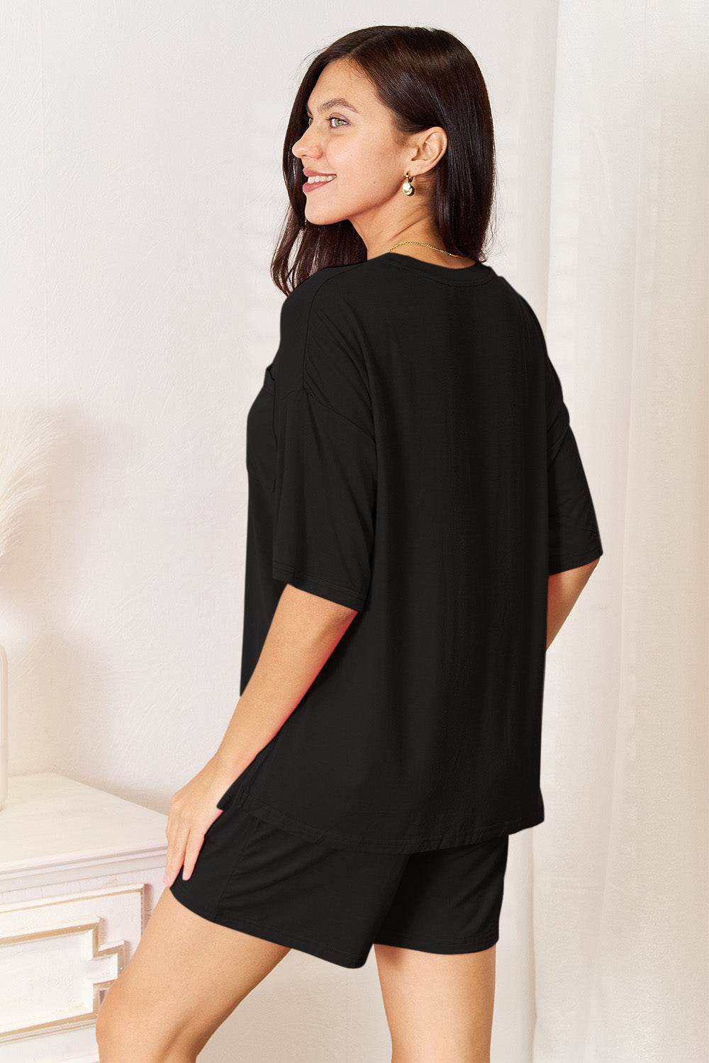Basic Bae Full Size Soft Rayon Half Sleeve Top and Shorts Set - DaTrendStore.Com