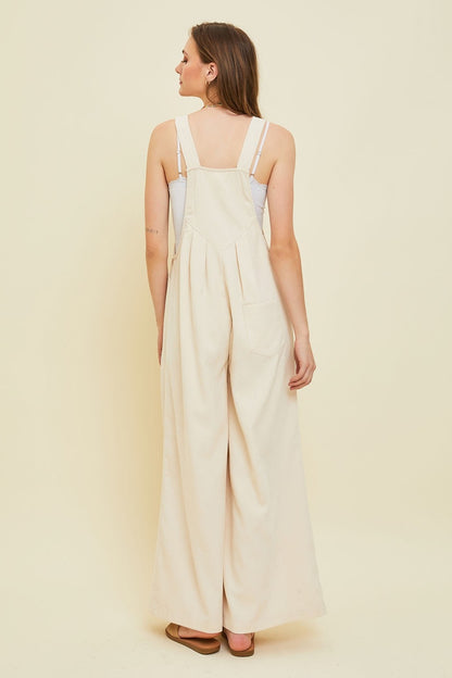 HEYSON Full Size Corduroy Sleeveless Wide-Leg Overall