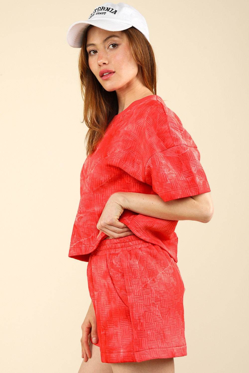VERY J Quilted Washed Crop Top and Shorts Set - DaTrendStore.Com