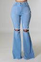 Knee Rip Flare Jean in Medium Wash