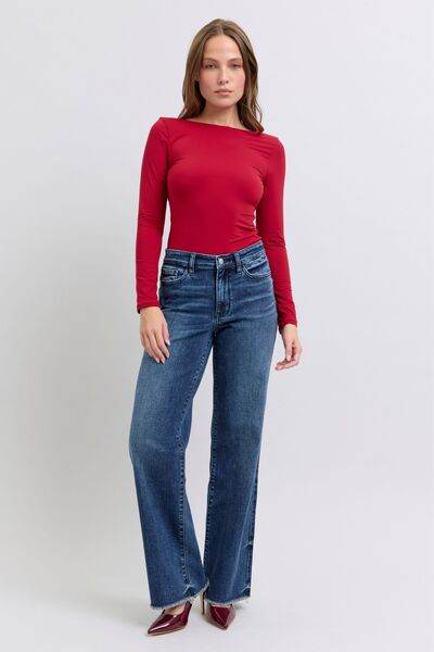 Judy Blue Full Size Raw Hem Mid Rise Jeans - DaTrendStore.Com