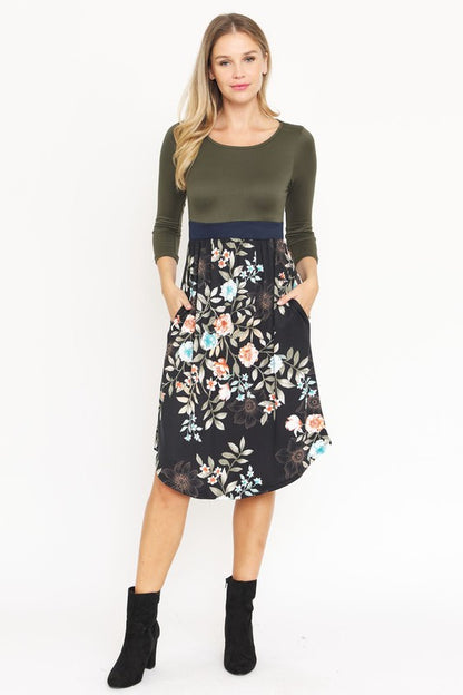 Floral Band Midi Dress