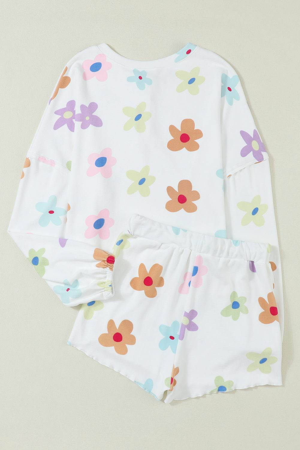 Printed Quarter Button Top and Drawstring Shorts Lounge Set - DaTrendStore.Com