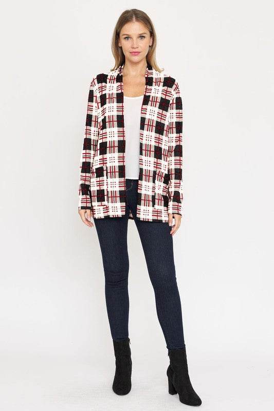 Plaid Contrast Elbow Patch Cardigan - DaTrendStore.Com