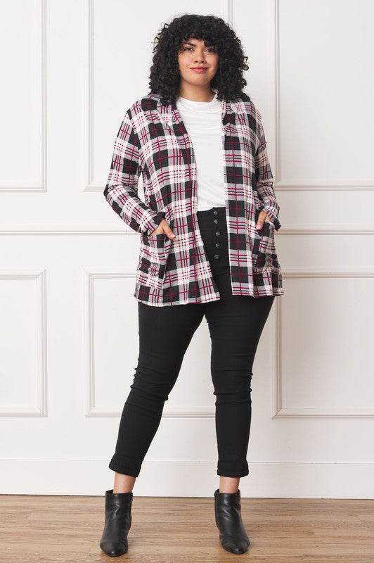Plaid Contrast Elbow Patch Cardigan - DaTrendStore.Com