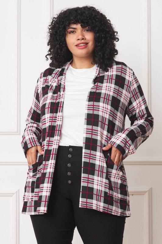 Plaid Contrast Elbow Patch Cardigan - DaTrendStore.Com