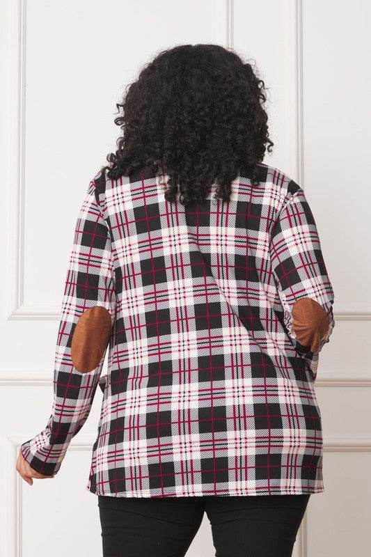 Plaid Contrast Elbow Patch Cardigan - DaTrendStore.Com