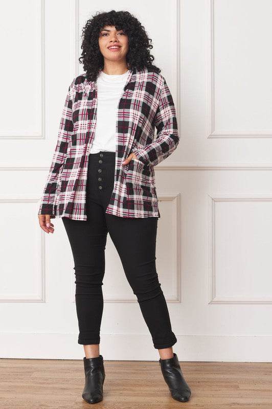 Plaid Contrast Elbow Patch Cardigan - DaTrendStore.Com
