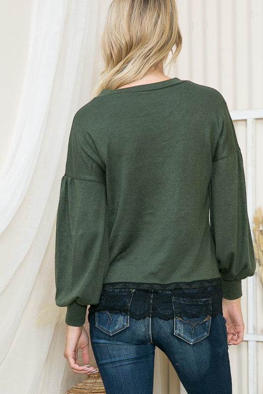 Lace Bottom Light Sweater Knit - DaTrendStore.Com