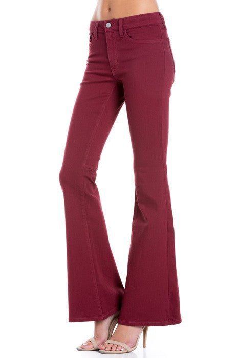 high waist flare denim pants chocolate