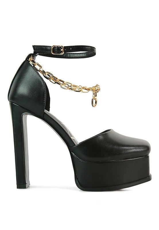 Blackpearl Faux Leather Heeled Platform Sandals