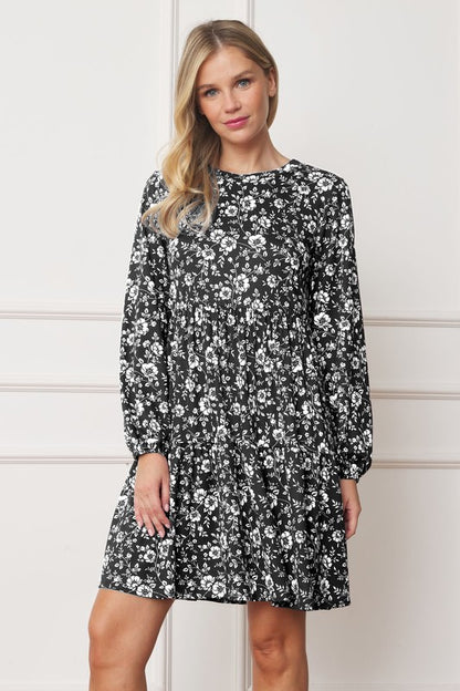 Floral Crew Neck Midi Dress