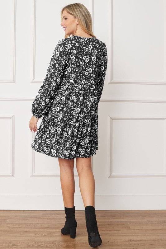 Floral Crew Neck Midi Dress