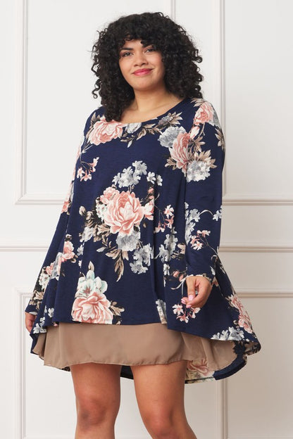 Floral Chiffon Layered Mini Dress