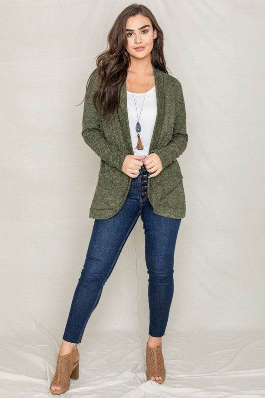 Solid Drape Pocket Cardigan - DaTrendStore.Com