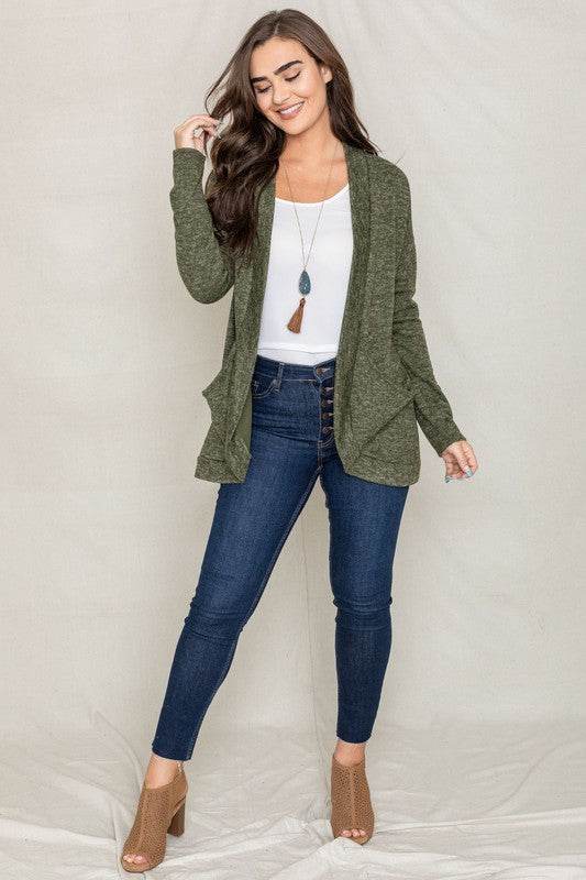 Solid Drape Pocket Cardigan - DaTrendStore.Com