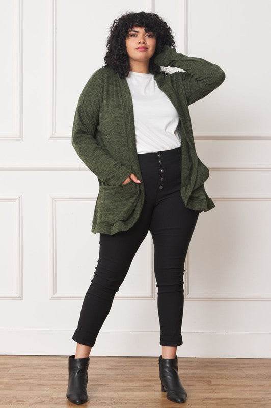 Solid Drape Pocket Cardigan - DaTrendStore.Com