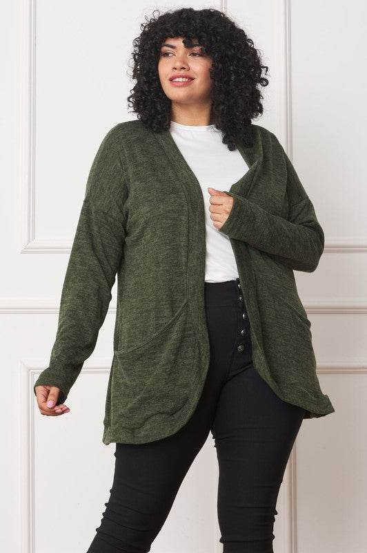 Solid Drape Pocket Cardigan - DaTrendStore.Com