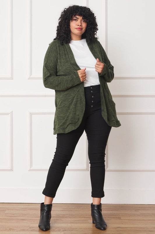 Solid Drape Pocket Cardigan - DaTrendStore.Com