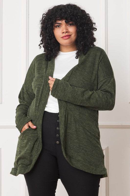 Solid Drape Pocket Cardigan - DaTrendStore.Com