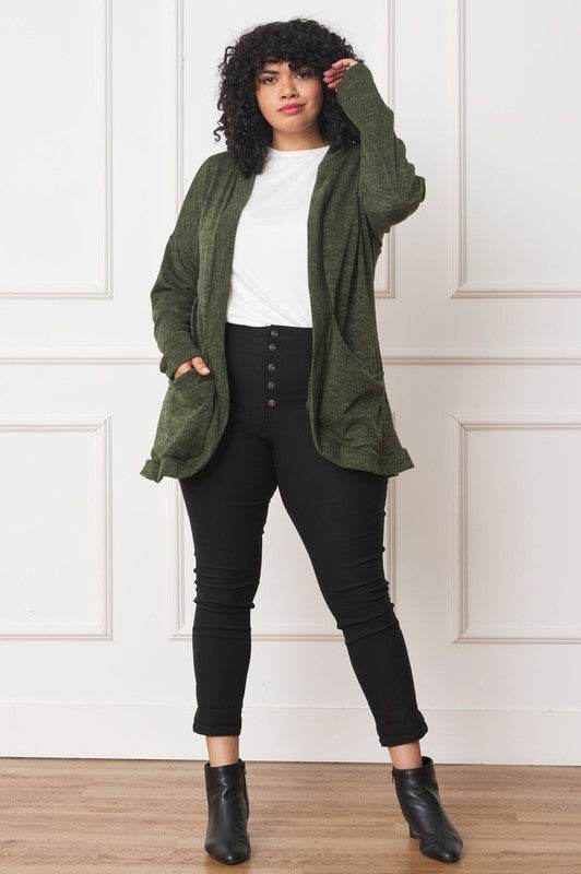 Solid Drape Pocket Cardigan - DaTrendStore.Com