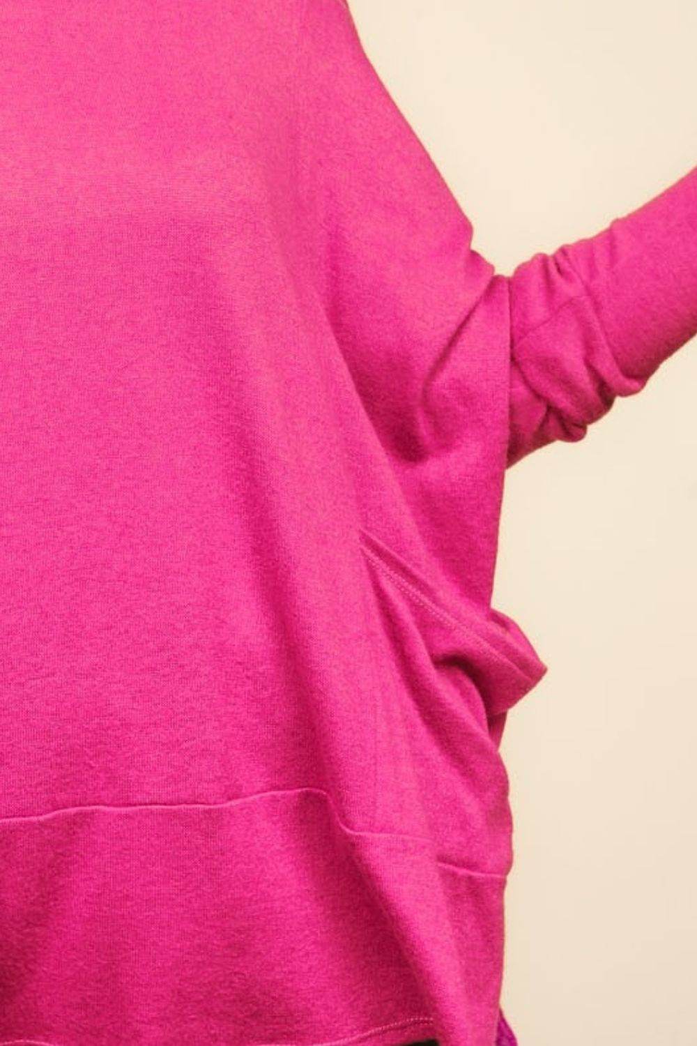 Haptics Dolman Long Sleeve Oversized Knit Top with Pockets - DaTrendStore.Com