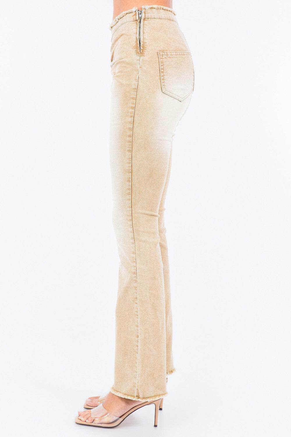 American Bazi V-Cut Ruched Flare Pants - DaTrendStore.Com