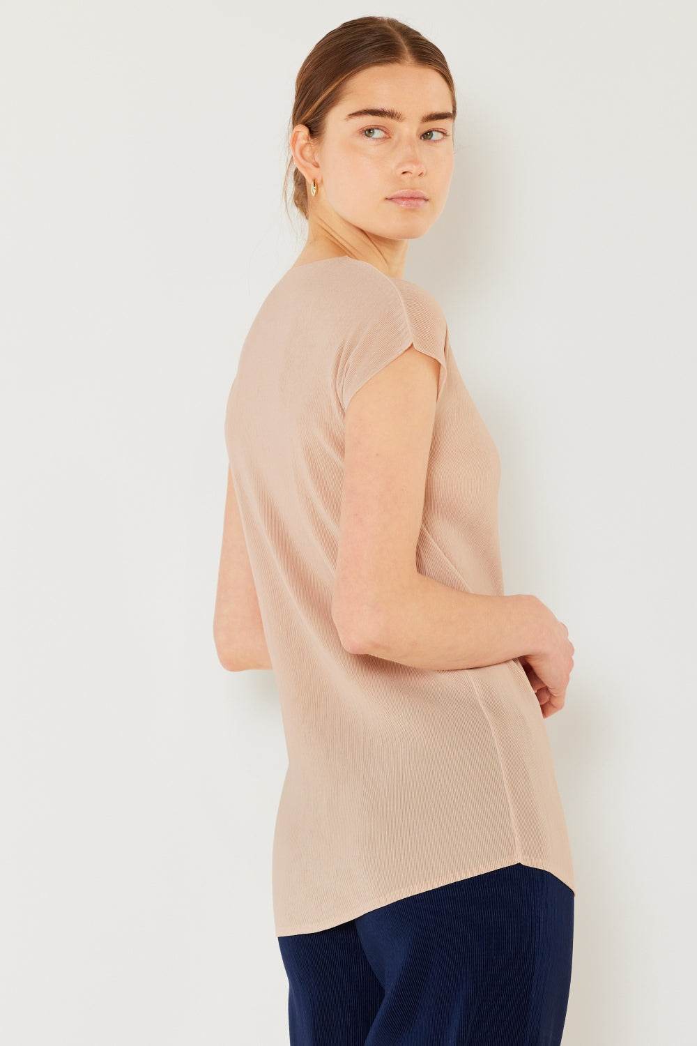 Marina West Swim Rib Pleated Cap Sleeve Top - DaTrendStore.Com