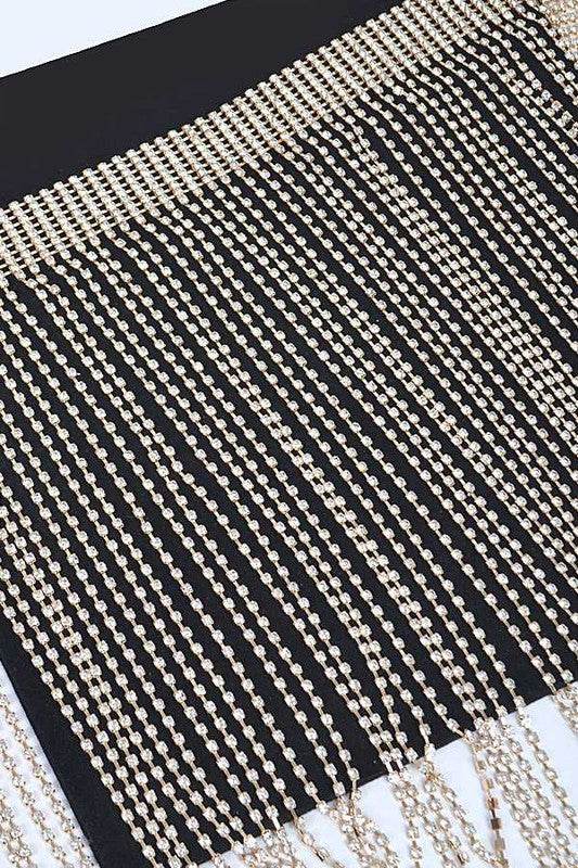 Fringe Rhinestone Buckle Chain Belt - DaTrendStore.Com