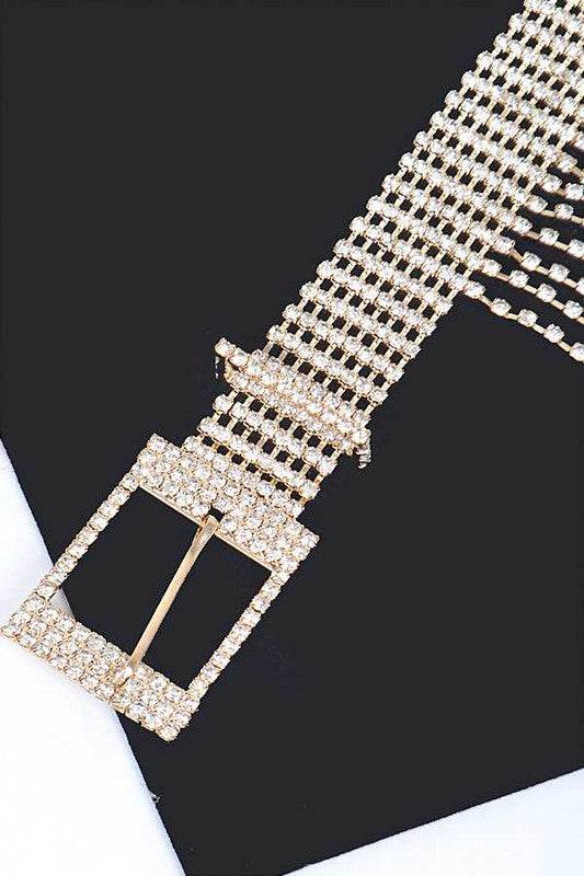 Fringe Rhinestone Buckle Chain Belt - DaTrendStore.Com