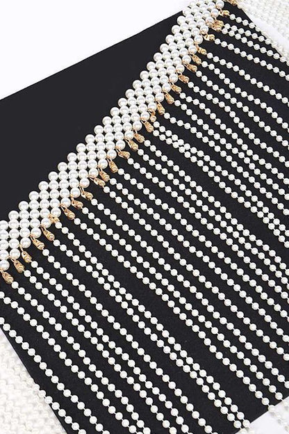 Fringe Pearl Statement Chain Belt