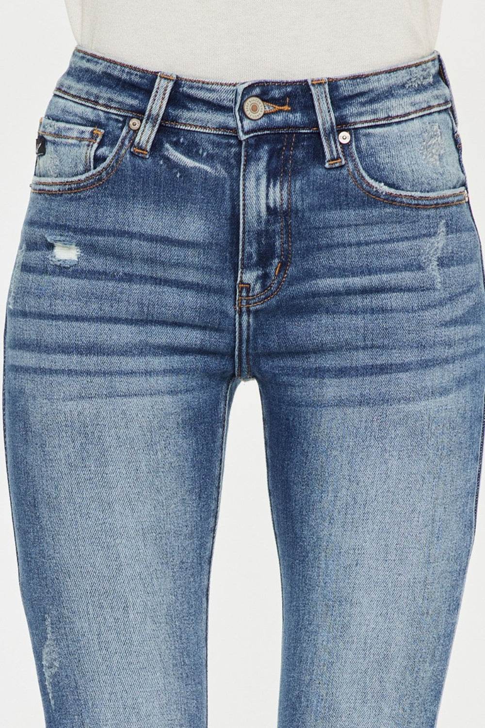 Kancan High Waist Distressed Raw Hem Ankle Skinny Jeans - DaTrendStore.Com