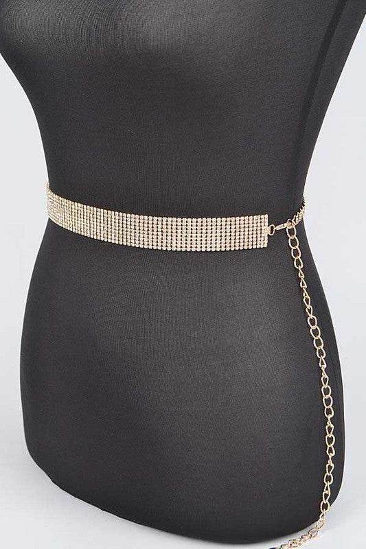 Classic Rhinestone Chain Belt - DaTrendStore.Com