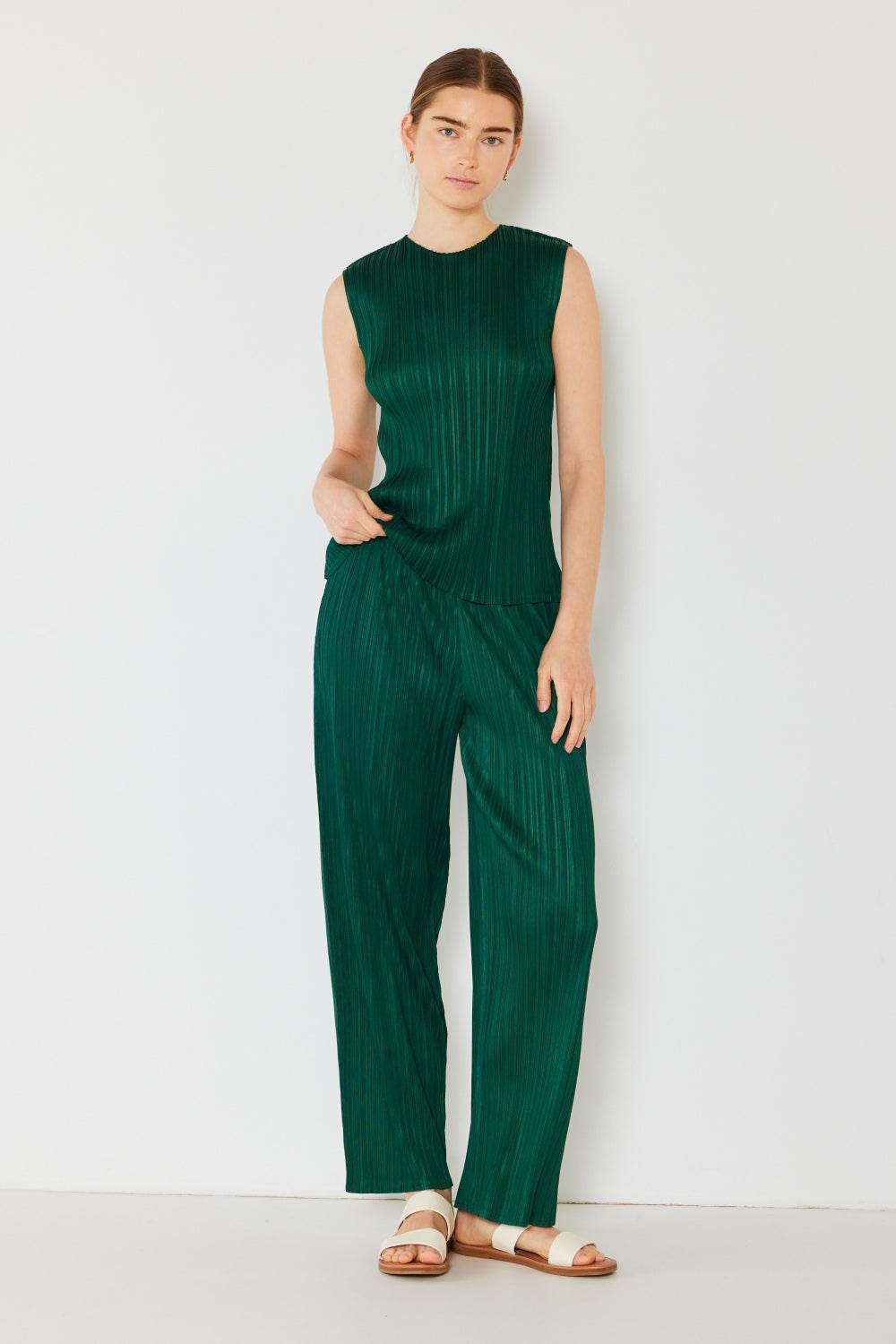 Marina West Swim Pleated Elastic-Waist Straight Pants - DaTrendStore.Com