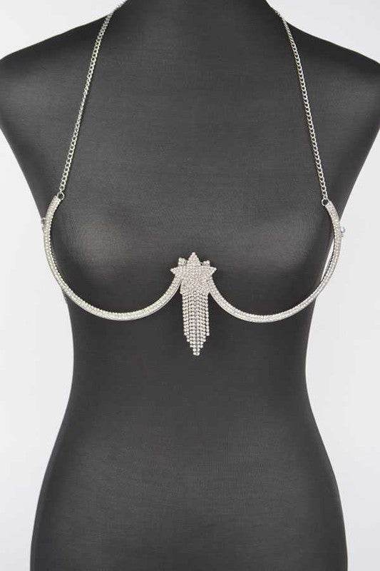 Rhinestone Star Fringe Drop Bra Chain - DaTrendStore.Com