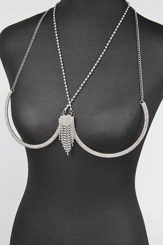 Rhinestone Fringe Detail Iconic Bra Chain - DaTrendStore.Com