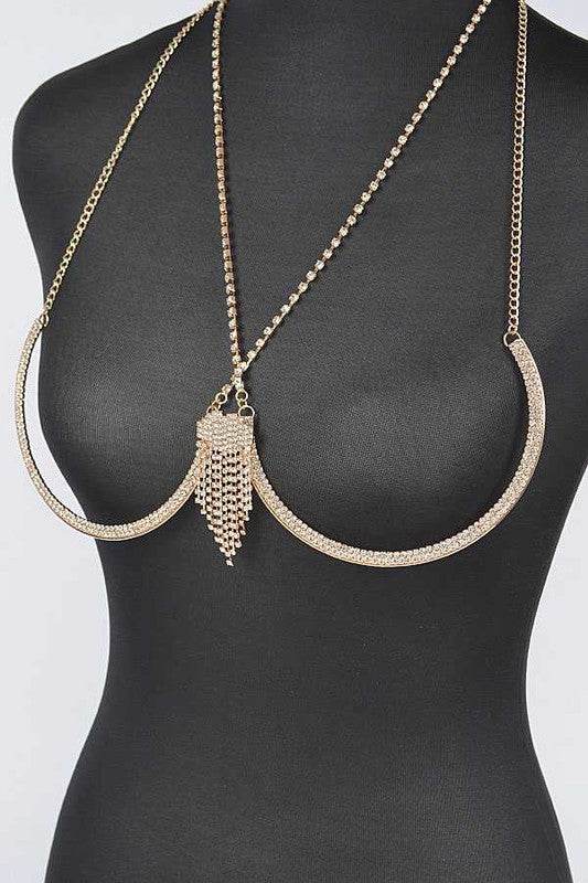 Rhinestone Fringe Detail Iconic Bra Chain - DaTrendStore.Com