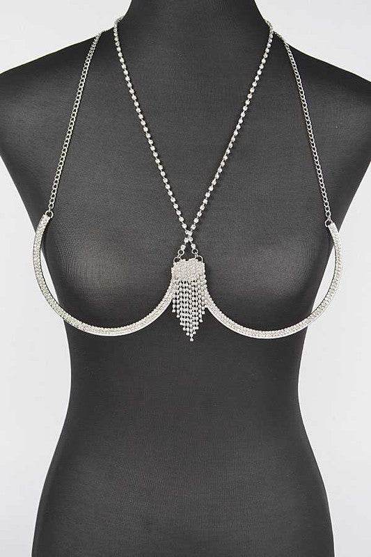 Rhinestone Fringe Detail Iconic Bra Chain - DaTrendStore.Com