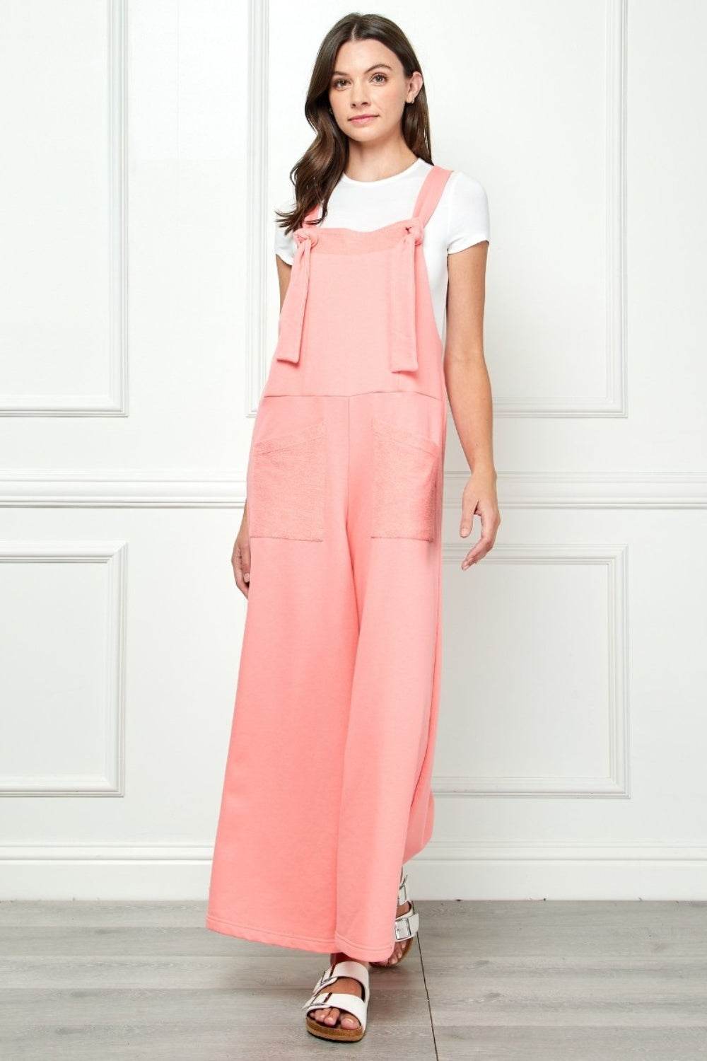 Veveret Wide Strap French Terry Overalls - DaTrendStore.Com
