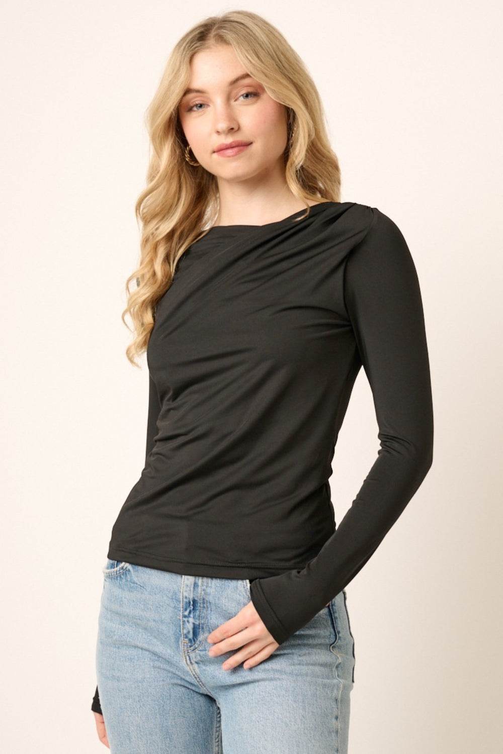 Mittoshop Ruched Long Sleeve Slim Top - DaTrendStore.Com