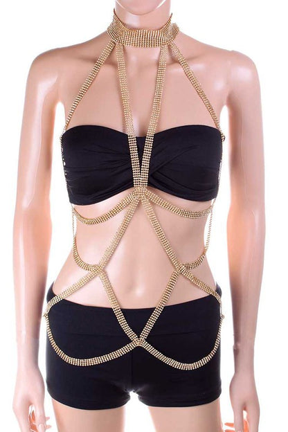 Rhinestone Mesh Iconic Cutout Body Chain