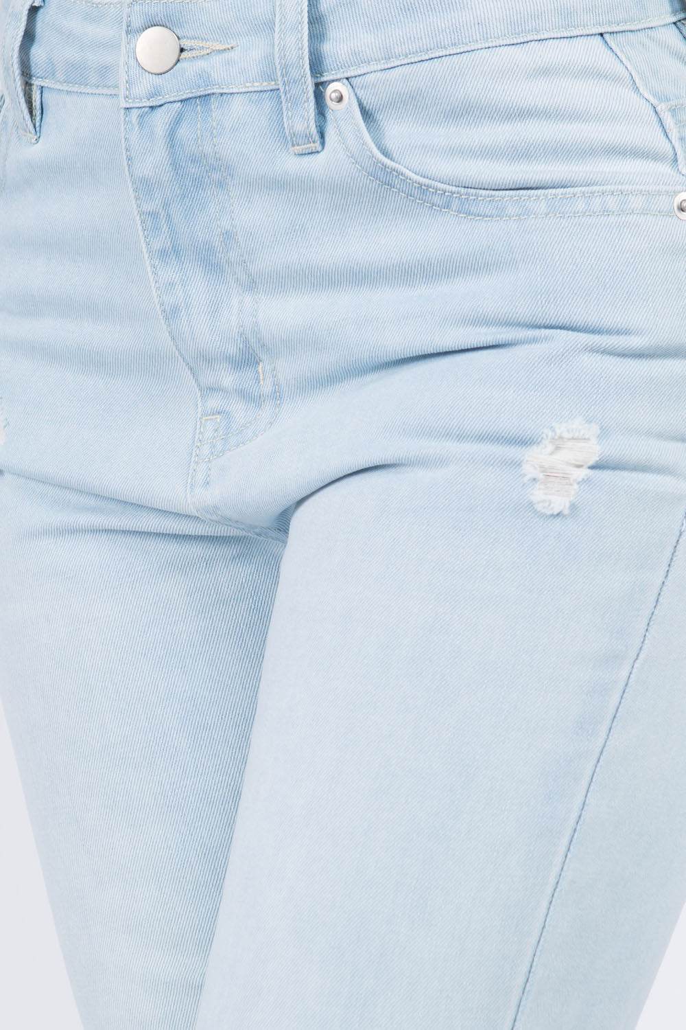 American Bazi High Waist Distressed Raw Hem Jeans - DaTrendStore.Com