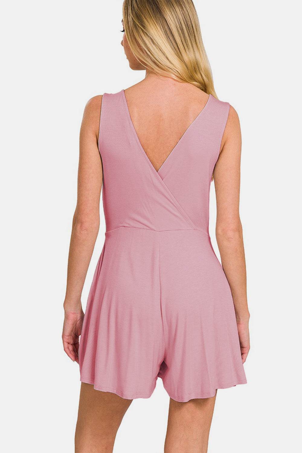 Zenana Surplice Neckline Sleeveless Romper - DaTrendStore.Com