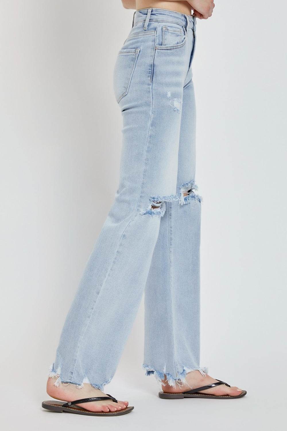 RISEN Full Size High Rise Distressed Wide Leg Jeans - DaTrendStore.Com