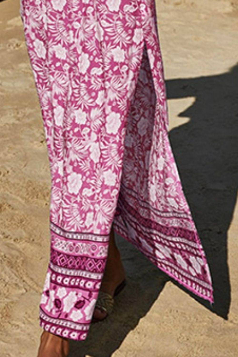 Printed Half Sleeve Top and Slit Skirt Set - DaTrendStore.Com