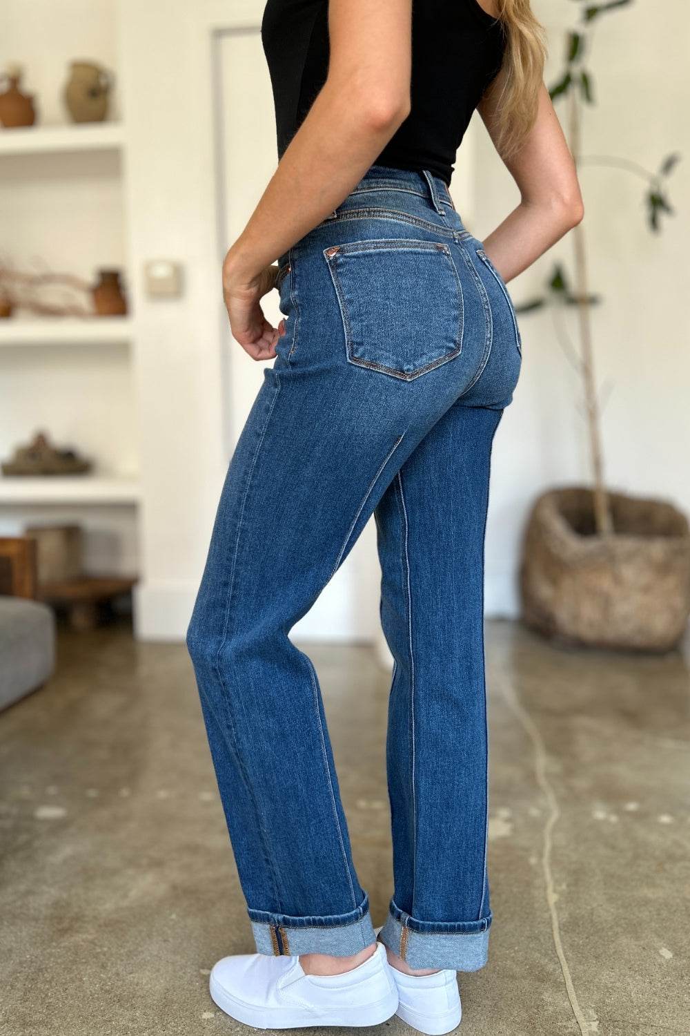 Judy Blue Full Size High Waist Front Seam Detail Straight Jeans - DaTrendStore.Com