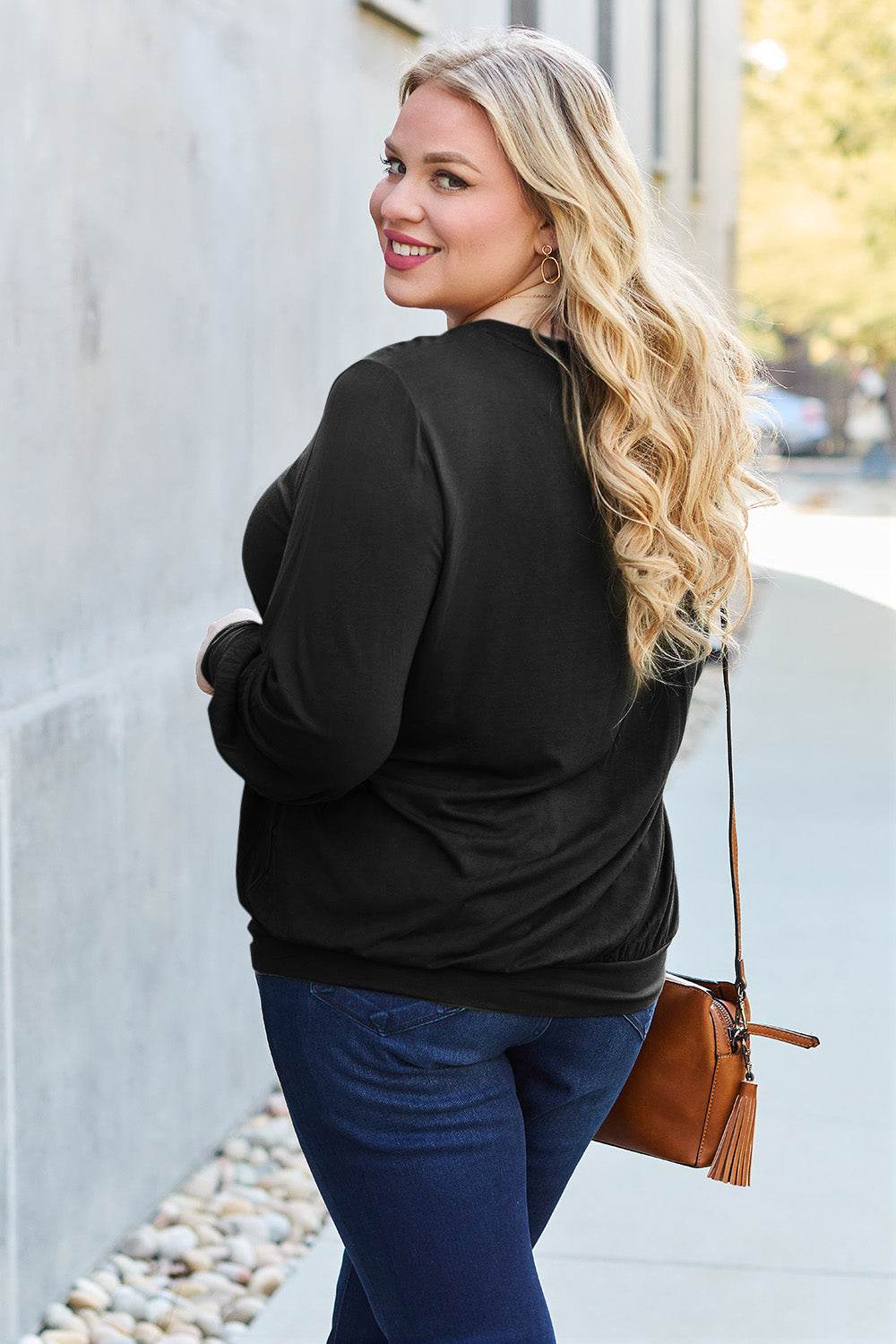 Basic Bae Full Size V-Neck Lantern Sleeve Top - DaTrendStore.Com